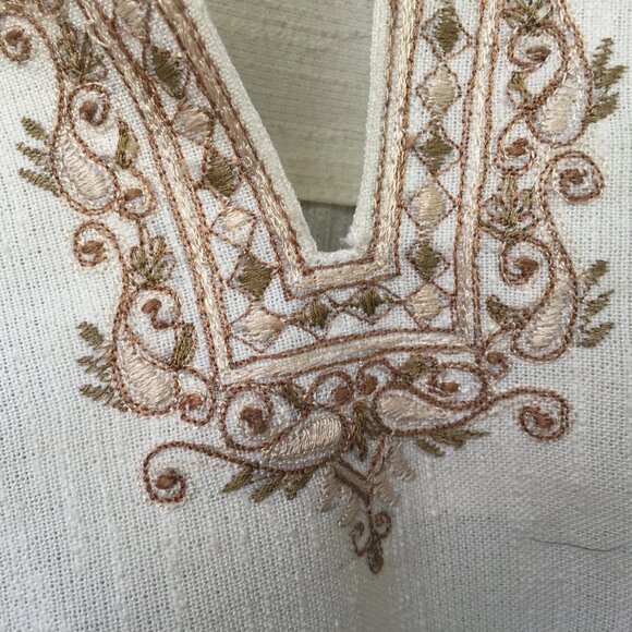 White Linen Indian Tunic || Unisex Linen Top - Picture 6 of 9